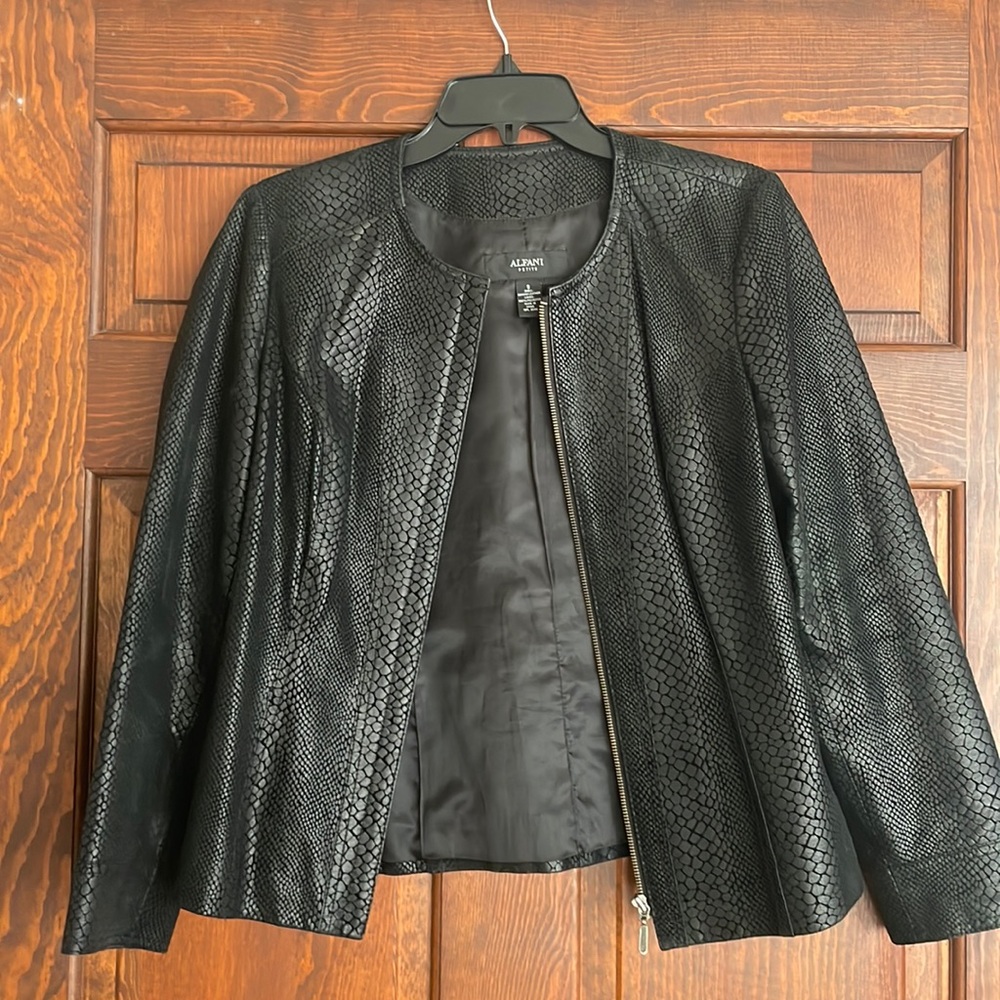 Alfani genuine leather jacket. Petite small